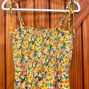 Kendra maxi dress. Adjustable tie straps, smocked top.